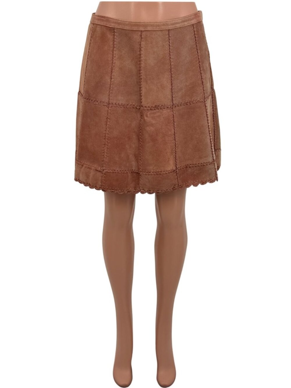 Free People Suede Patchwork High Waist Mini Skirt | Western Boho Coastal 70s 10 - Picture 3 of 16